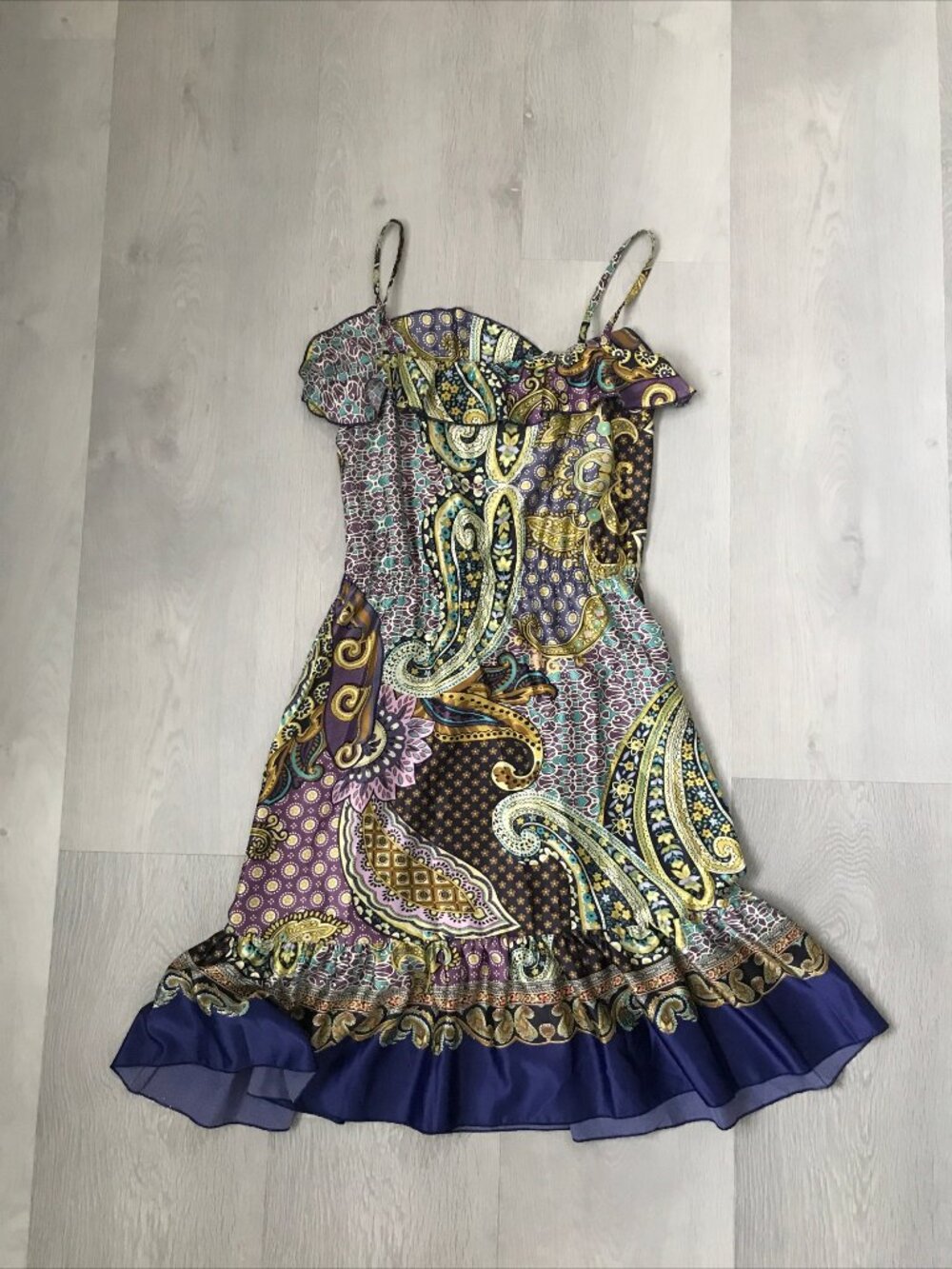 MANGO Y2K VINTAGE PAISLEY SATIN DRESS WOMENS 4